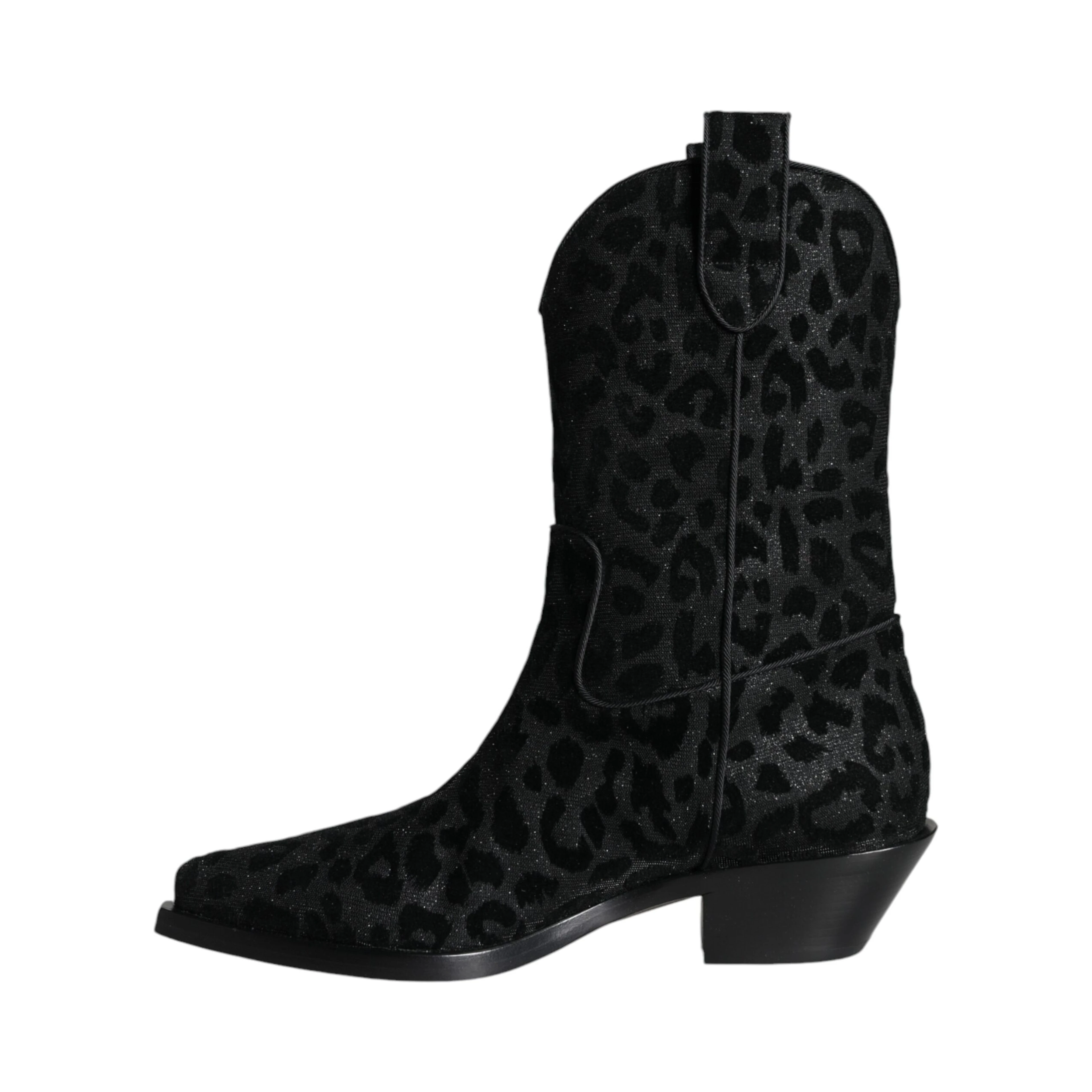 Black Gray Leopard Cowboy Boots Shoes