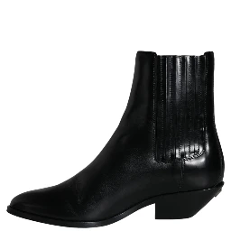 Black Leather Ankle Boots Booties Shoes