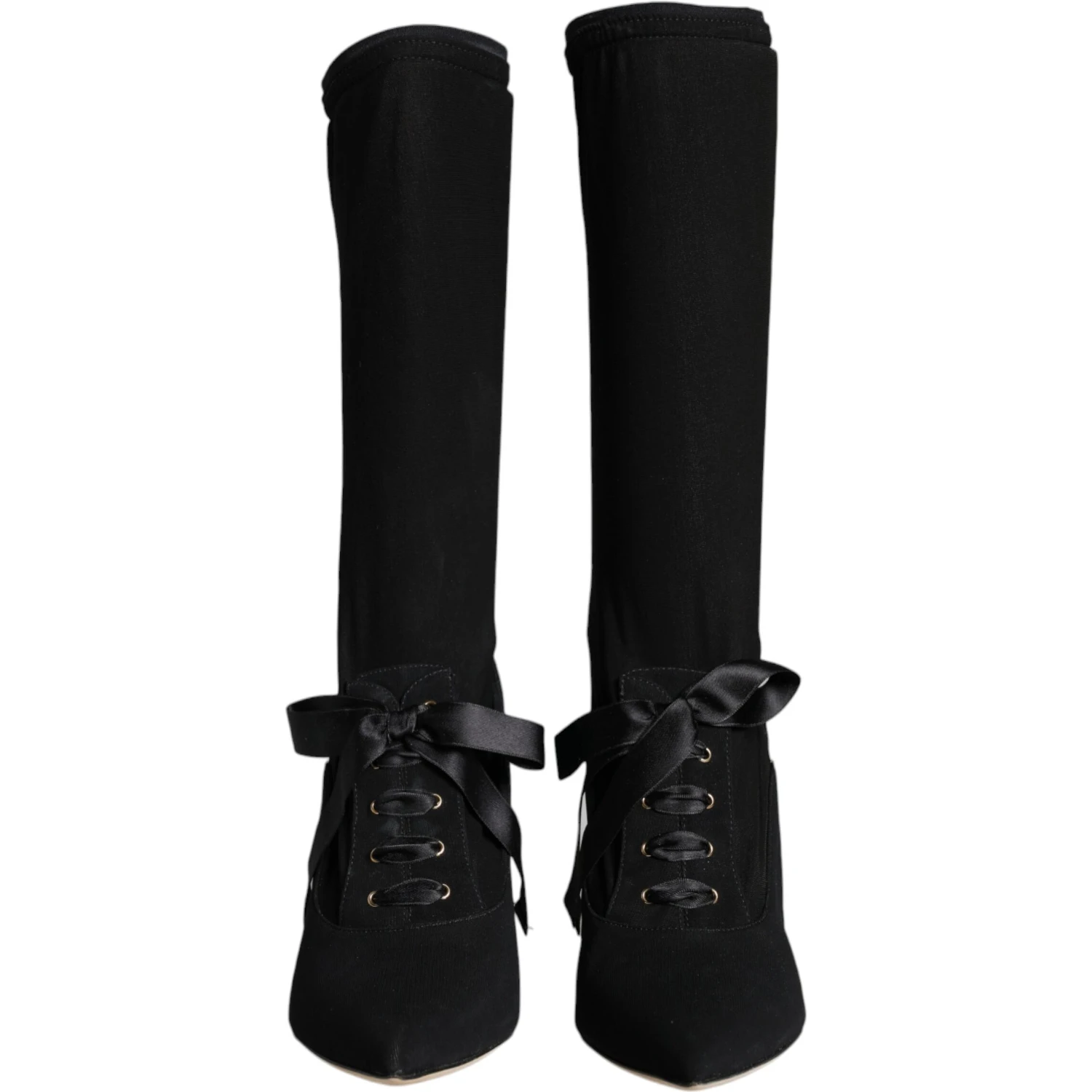 Black Stiletto Heels Mid Calf Boots Shoes