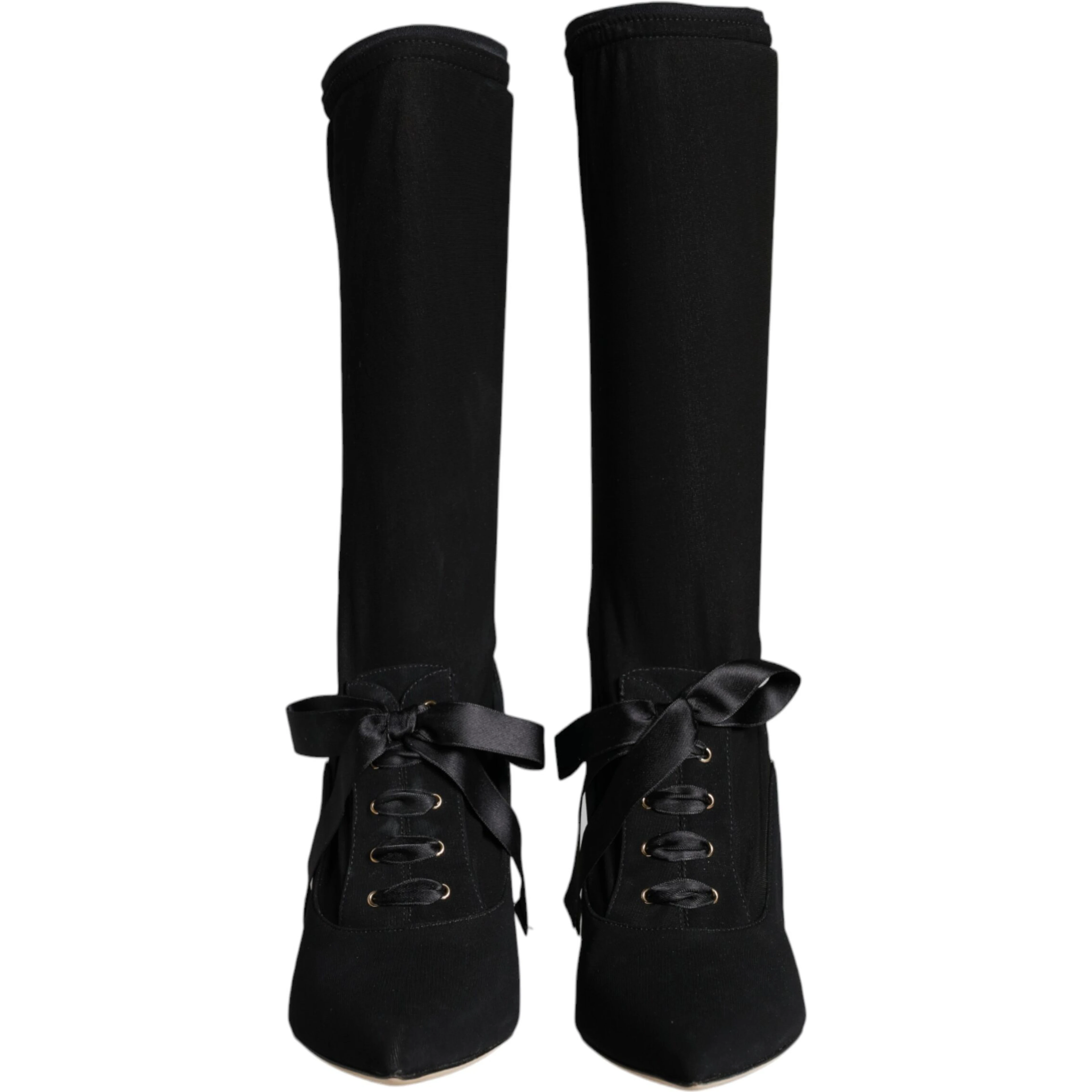 Black Stiletto Heels Mid Calf Boots Shoes