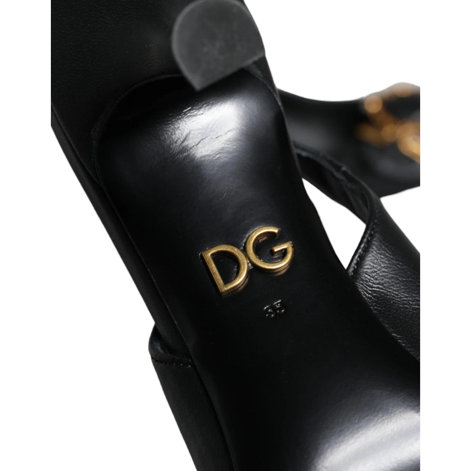 Black Devotion Leather Heels Slingback Shoes