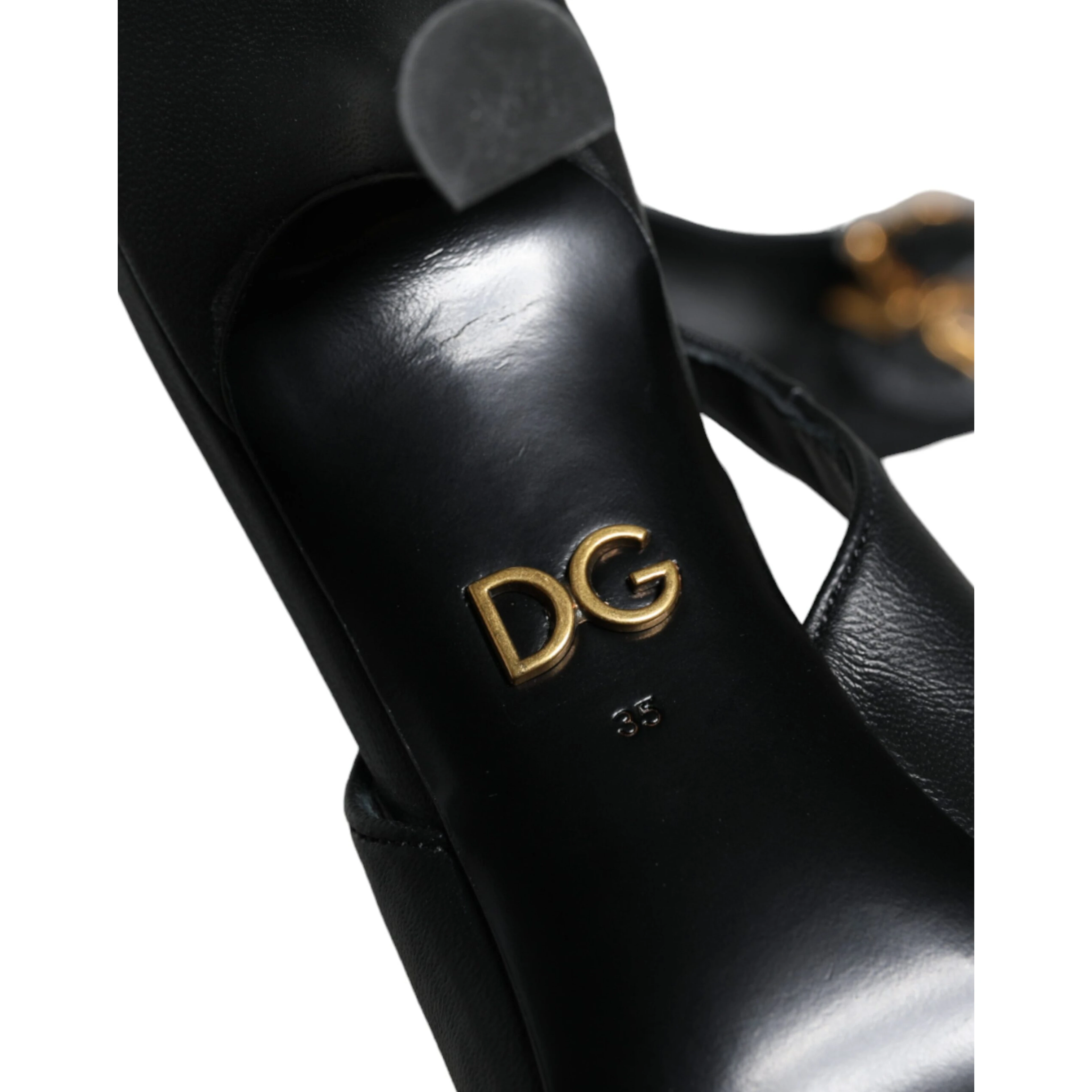 Black Devotion Leather Heels Slingback Shoes