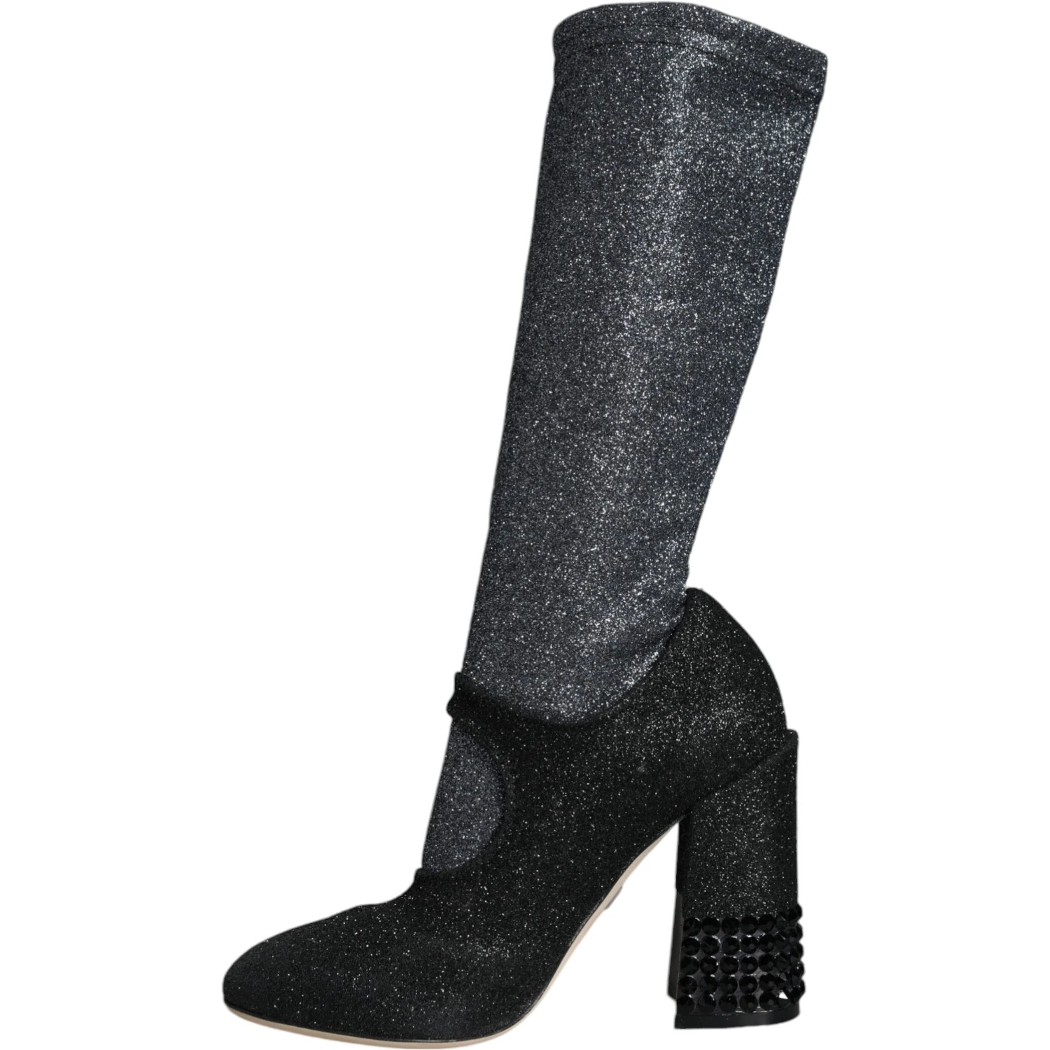 Black Crystal Mary Janes Booties Shoes