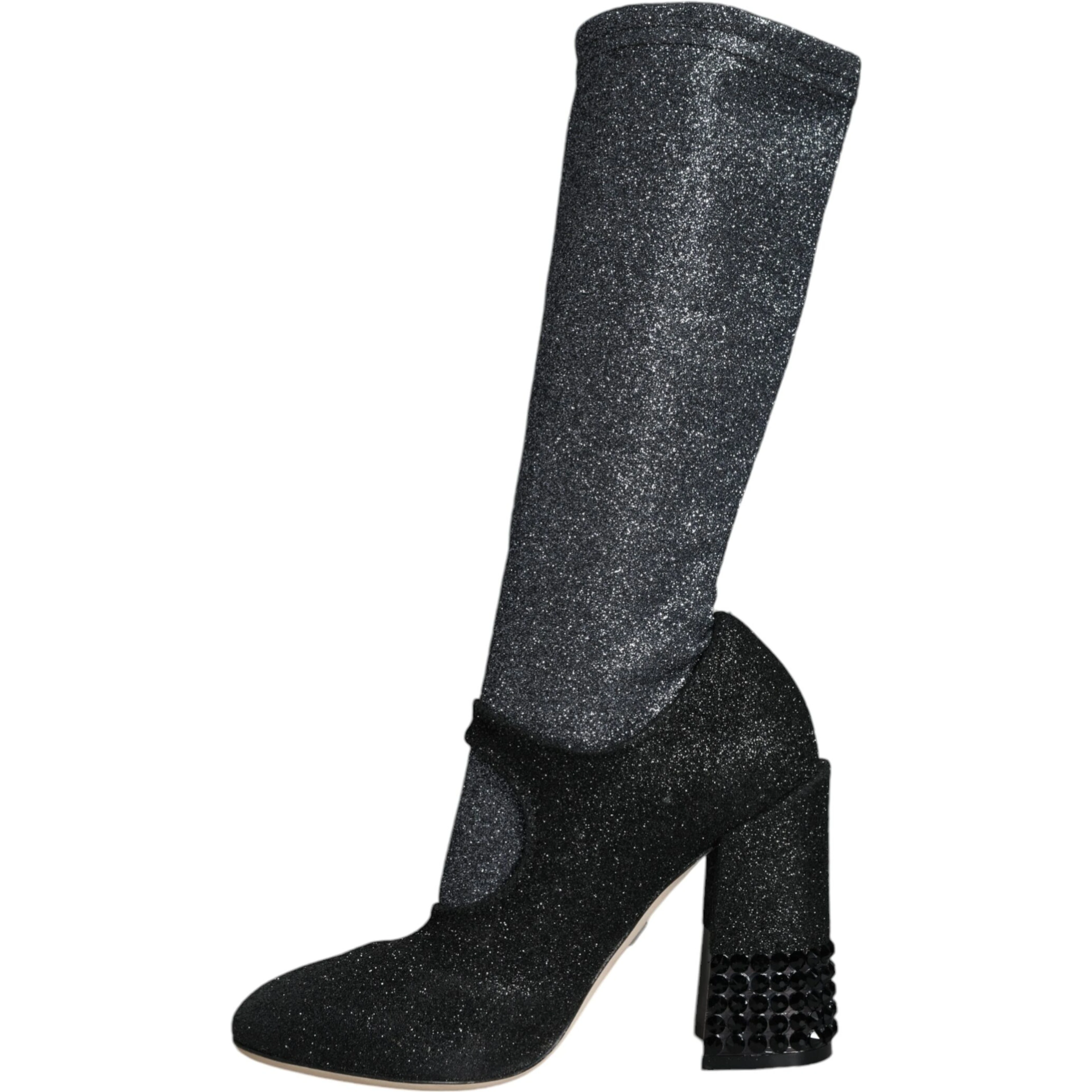 Black Crystal Mary Janes Booties Shoes