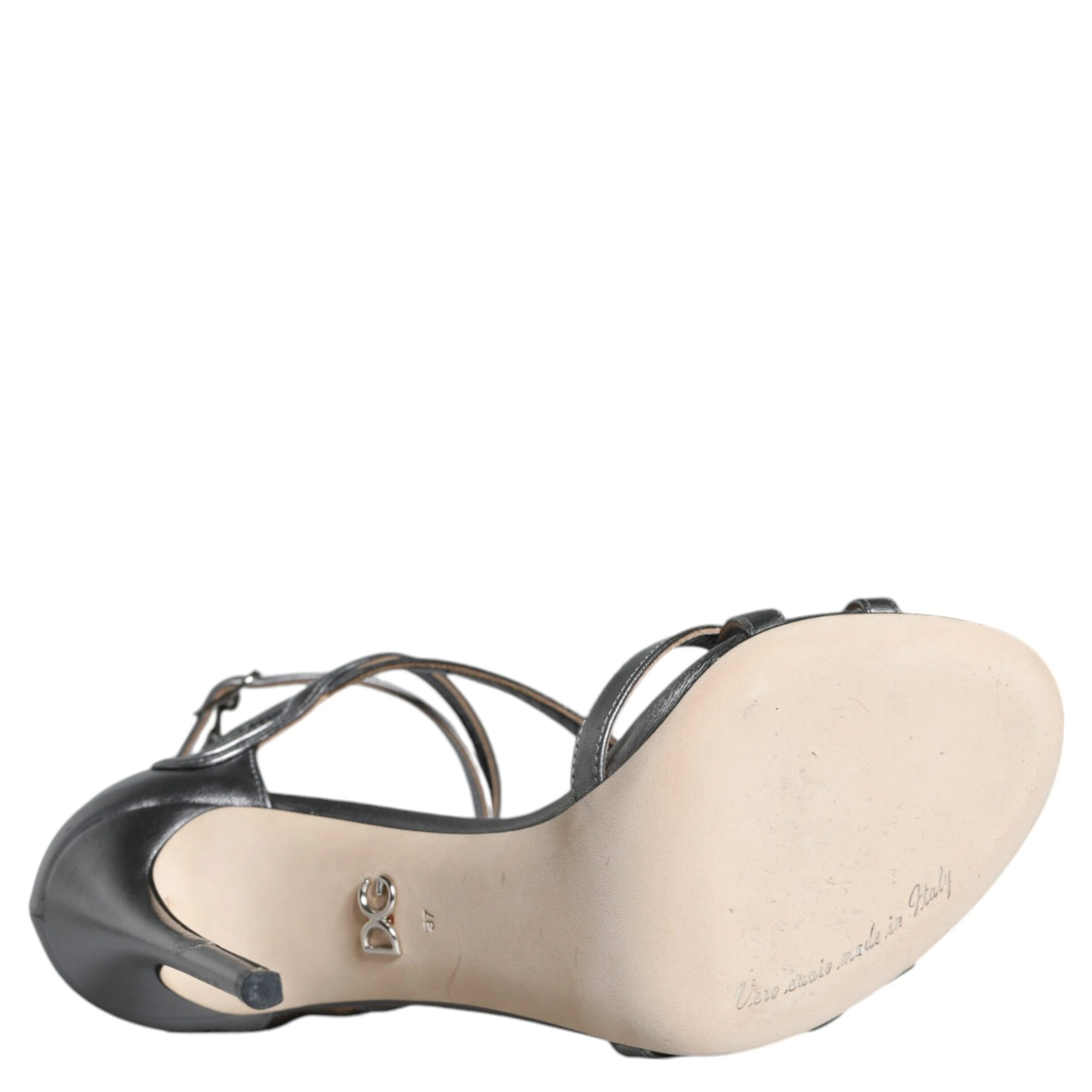 Silver Keira Leather Heels Sandals Shoes