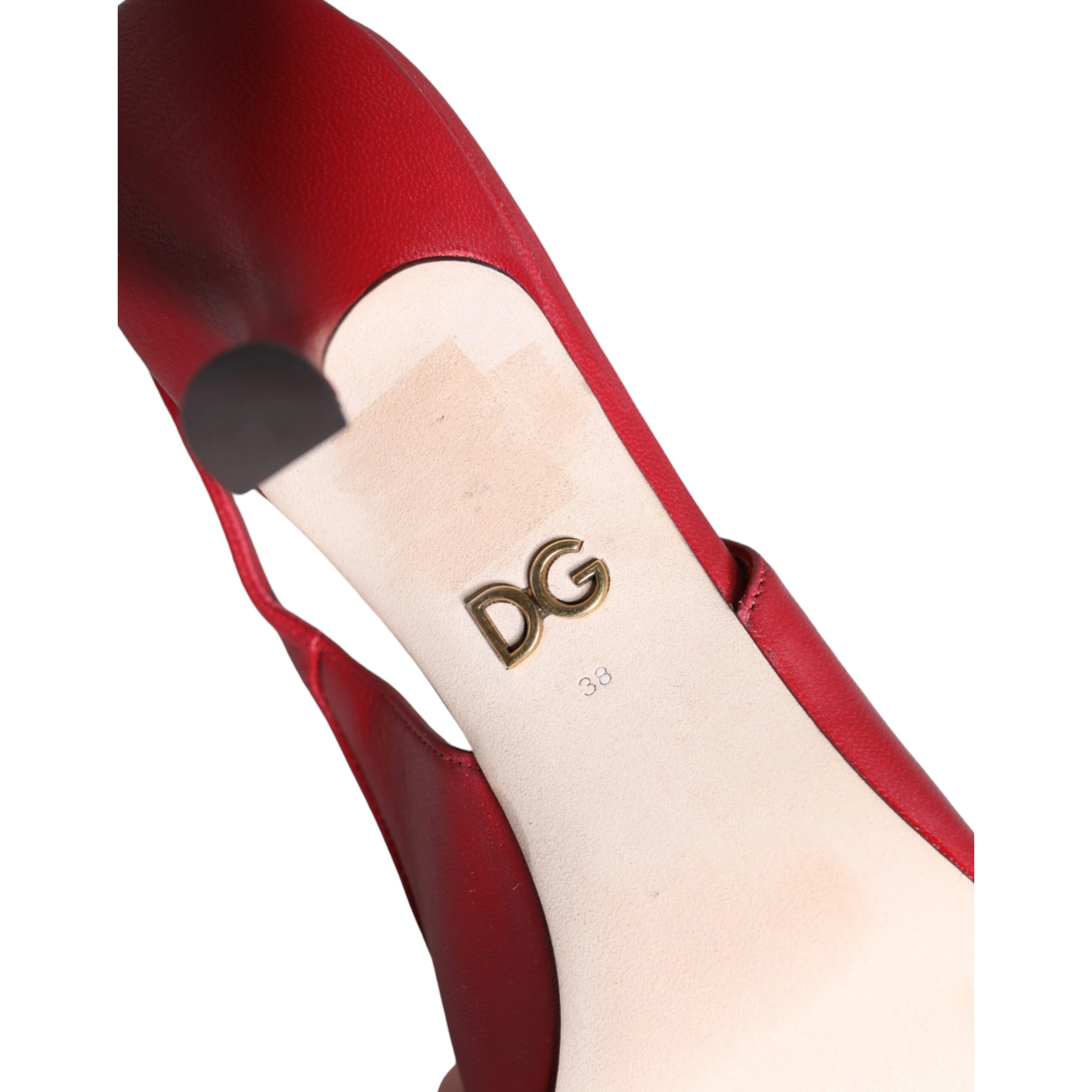 Red Devotion Leather Heels Slingback Shoes
