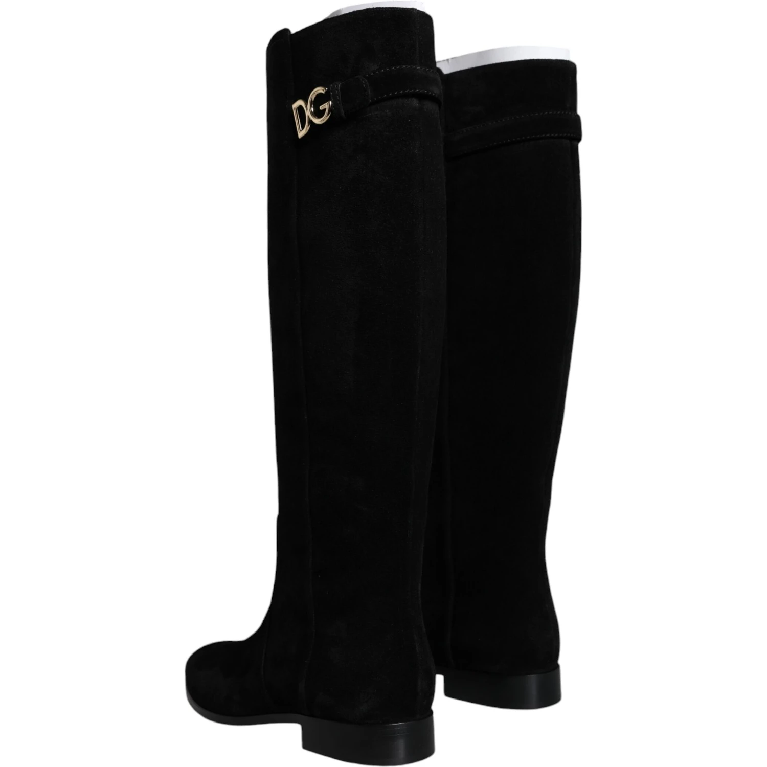 Black Suede Leather Knee High Boots Shoes