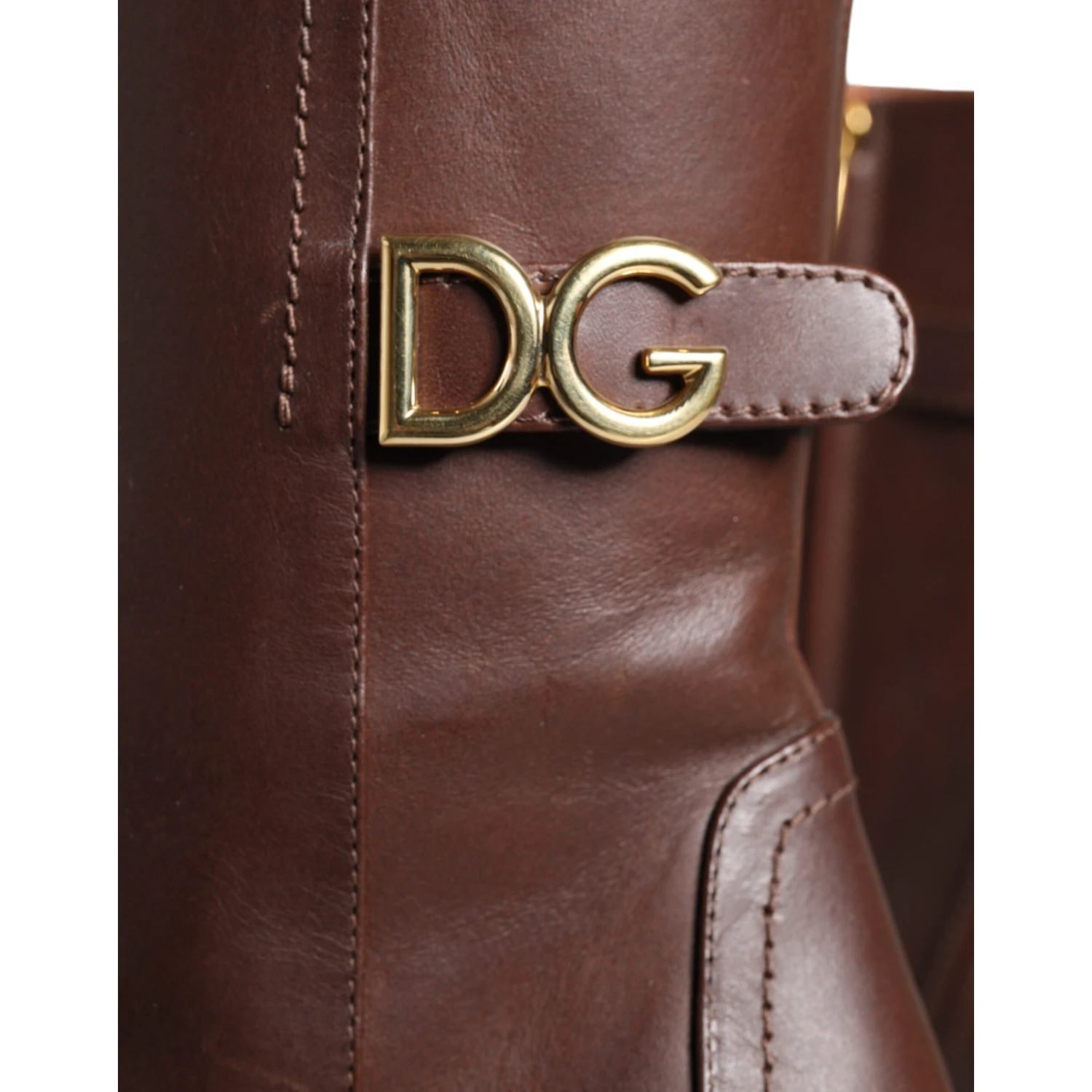 Brown Leather Heels Mid Calf Boots Shoes