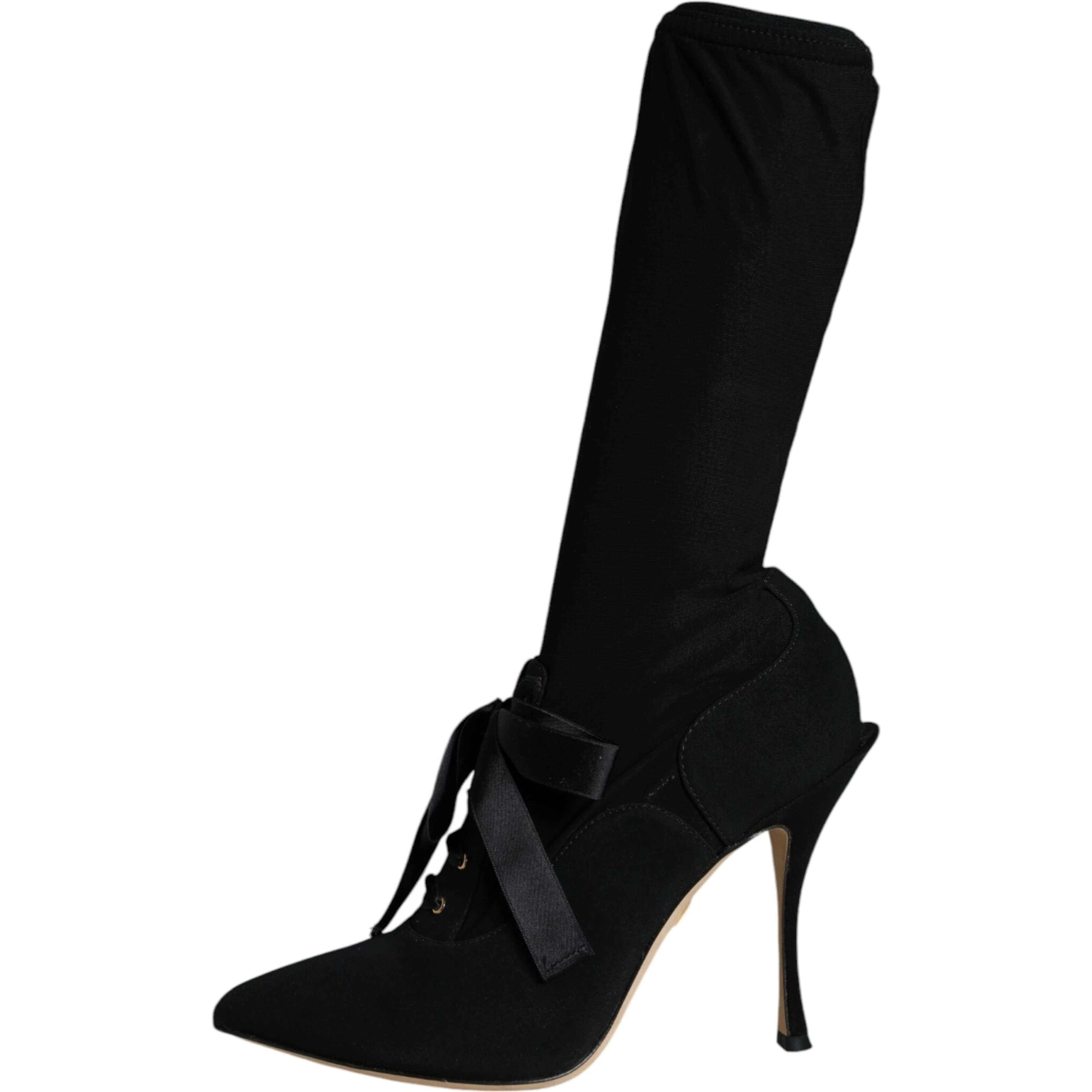 Black Stiletto Heels Mid Calf Boots Shoes