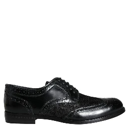 Black Leather Floral Lace Dress Formal Shoes
