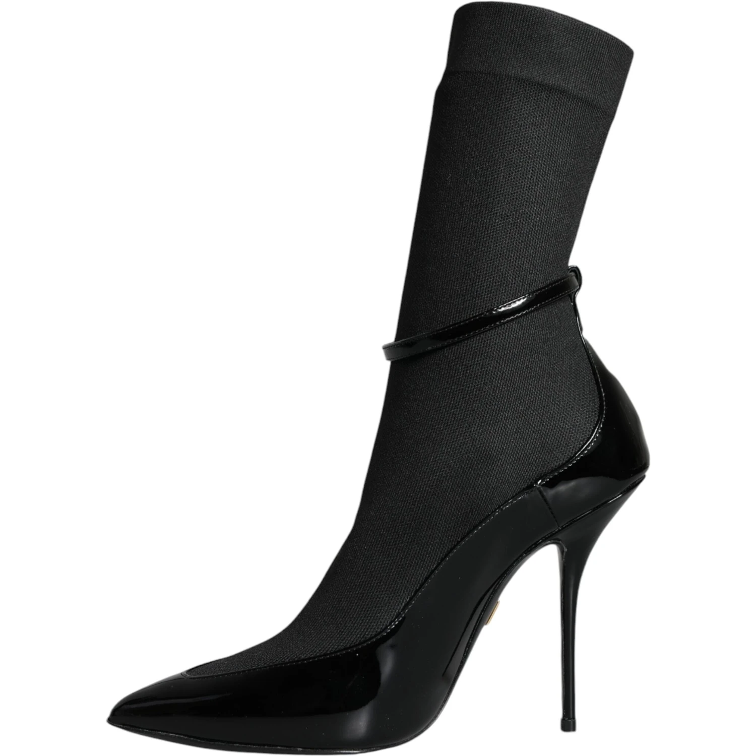 Black Leather Stilettos Booties Socks Shoes
