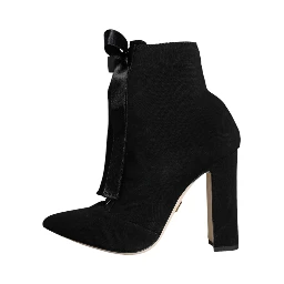 Black Jersey Stretch Ankle Booties Shoes