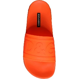 Orange Rubber Slides Sandals Beachwear Shoes