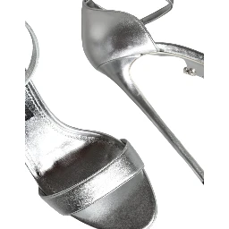 Silver Leather Platform Keira Sandals Shoes
