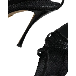 Black Mesh Stiletto Heels Sandals Shoes