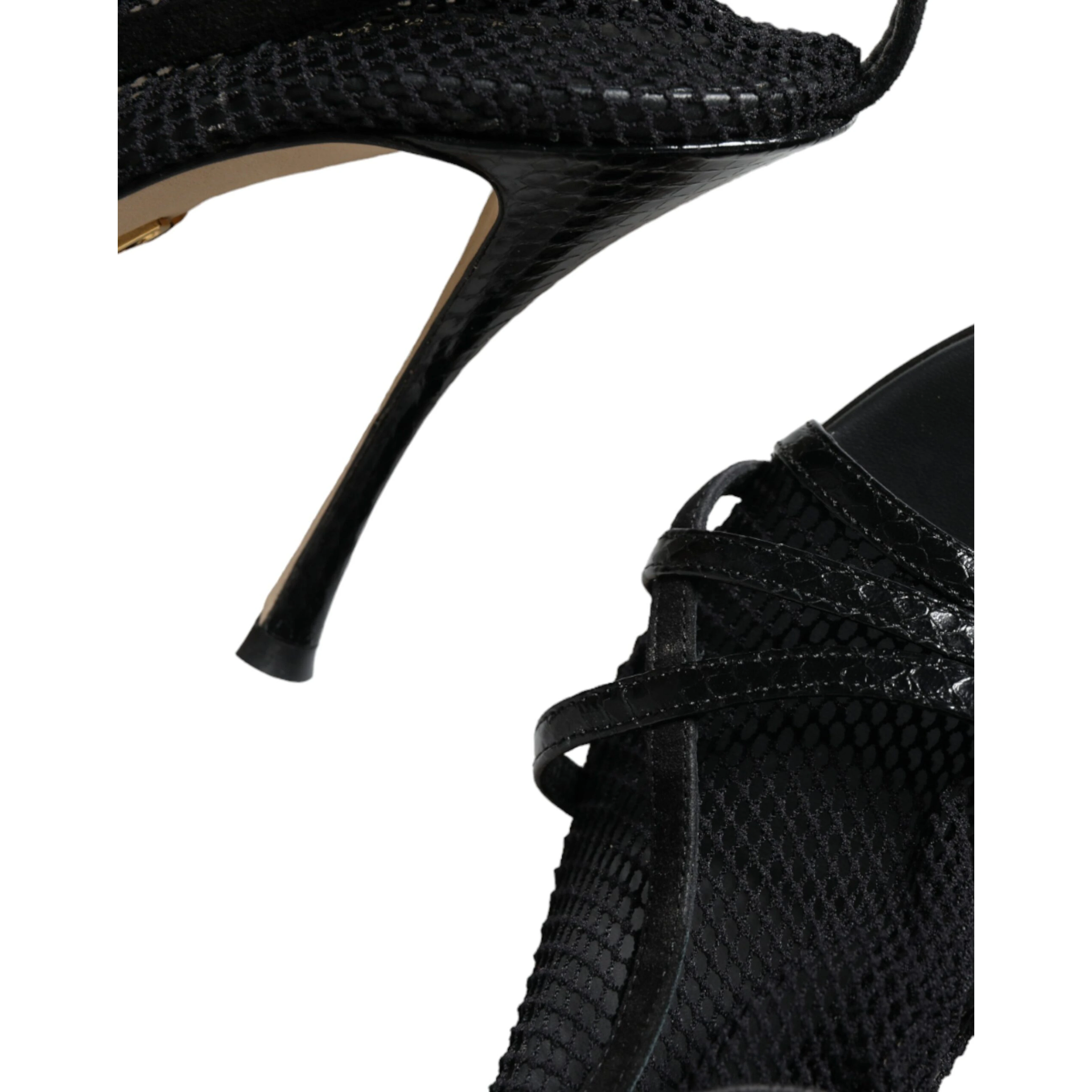 Black Mesh Stiletto Heels Sandals Shoes