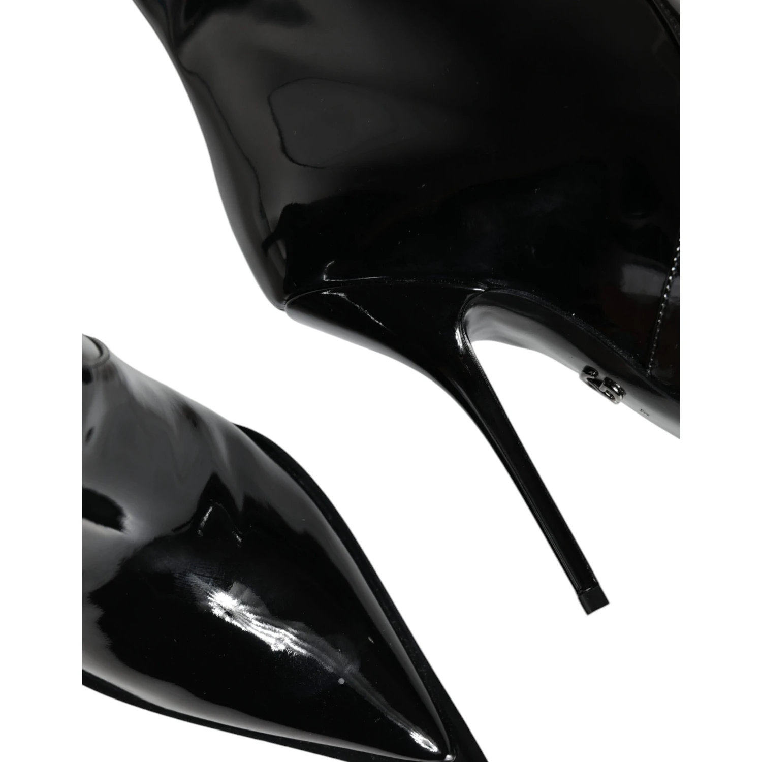 Black Patent Leather Mid Calf Boots Shoes
