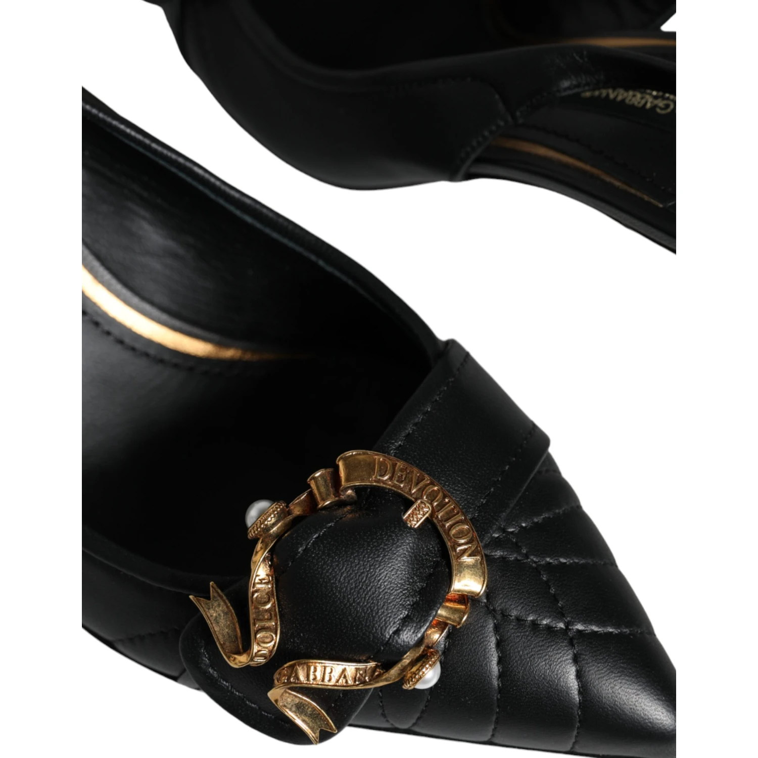Black Devotion Leather Heels Slingback Shoes