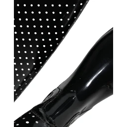 Black Polka Dot Rubber Knee High Boots Shoes