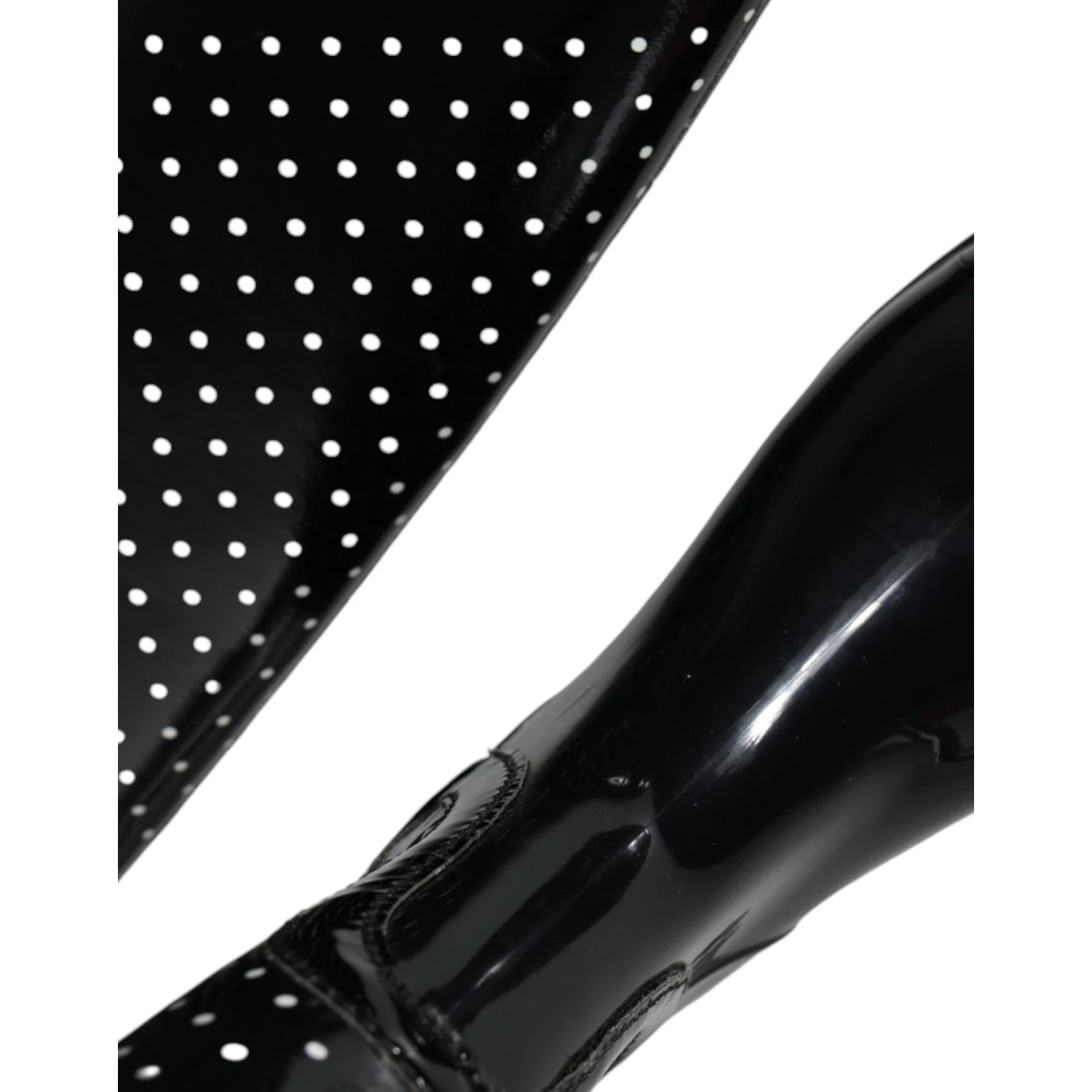 Black Polka Dot Rubber Knee High Boots Shoes