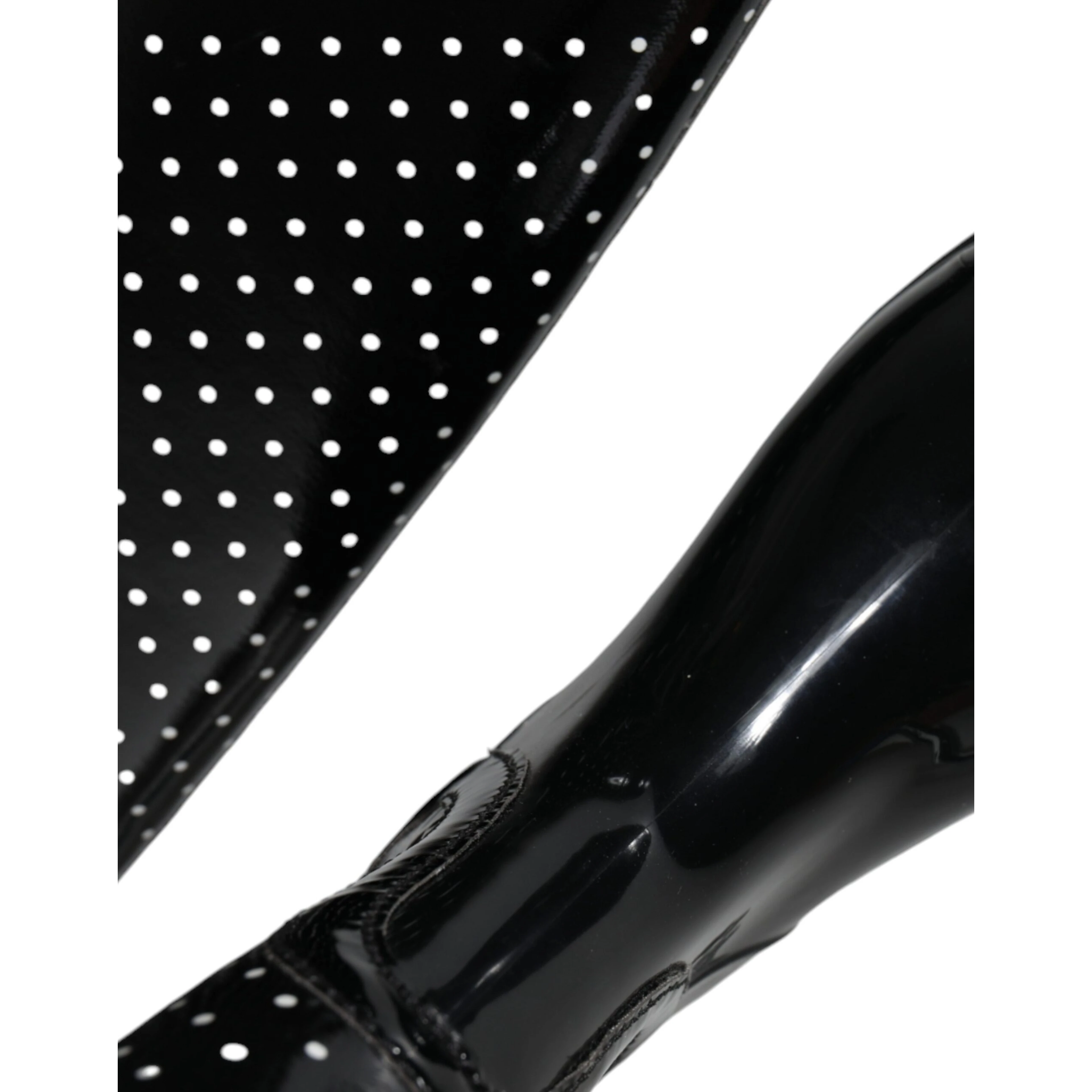 Black Polka Dot Rubber Knee High Boots Shoes