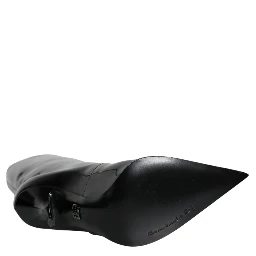 Black Patent Leather Mid Calf Boots Shoes