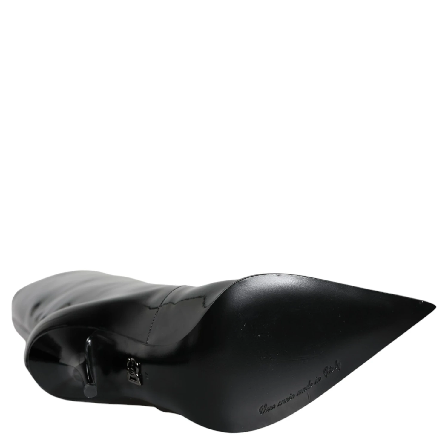 Black Patent Leather Mid Calf Boots Shoes