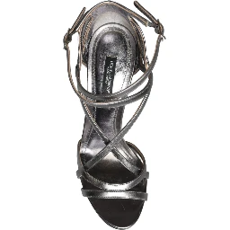 Silver Keira Leather Heels Sandals Shoes