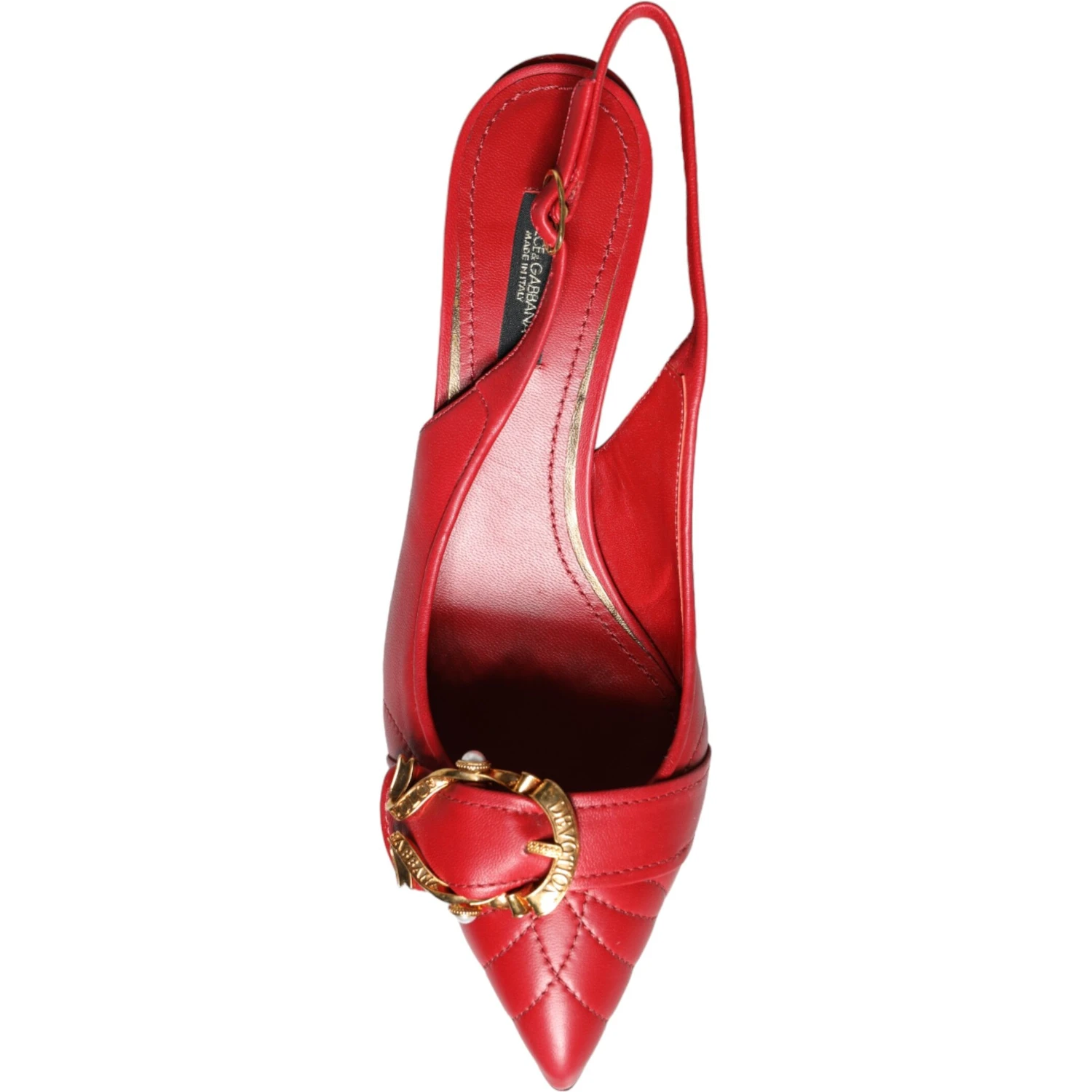 Red Devotion Leather Heels Slingback Shoes