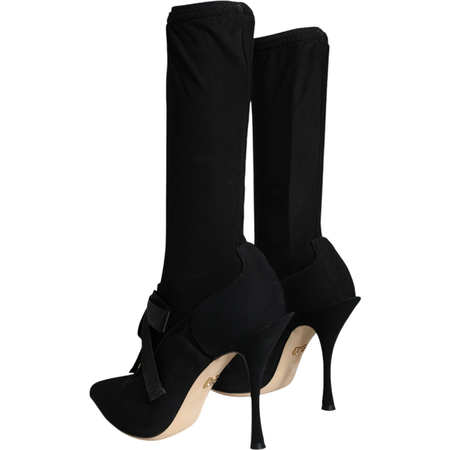 Black Stiletto Heels Mid Calf Boots Shoes