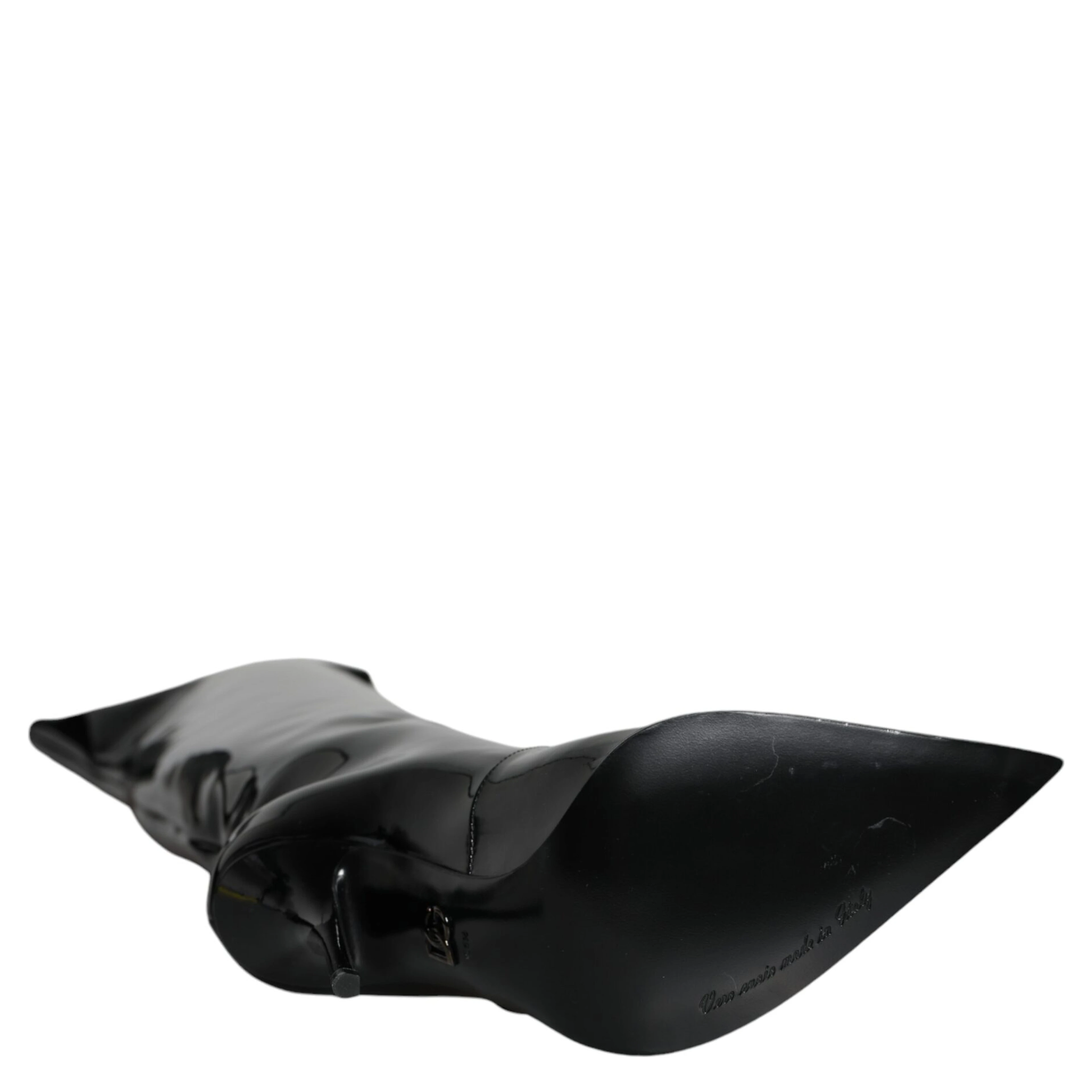 Black Patent Leather Knee High Boots Shoes