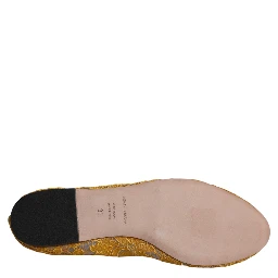 Mustard Lace Crystal Ballet Flats Loafer Shoes
