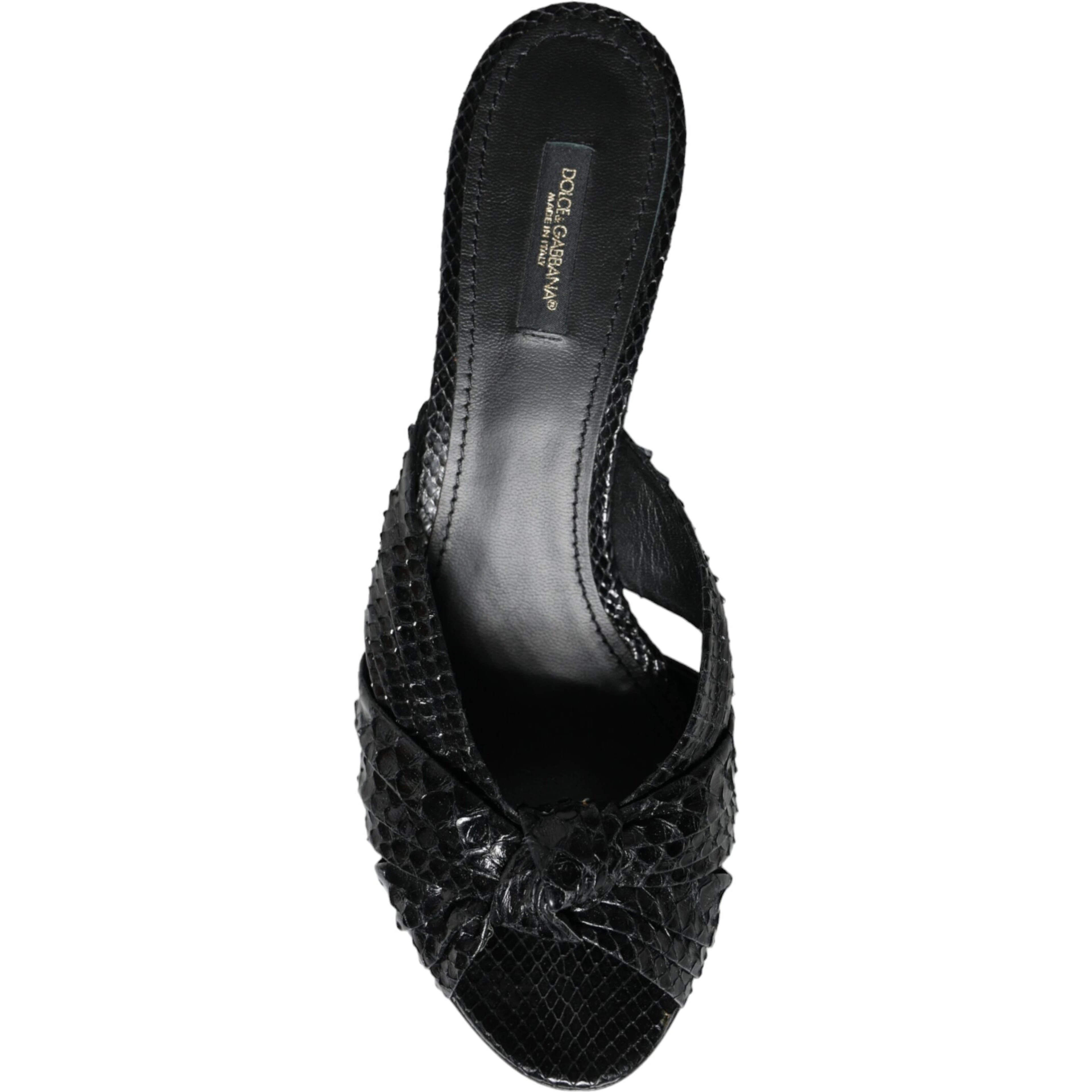 Black Leather Heels Slides Sandals Shoes