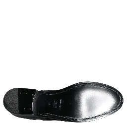 Black Leather Floral Lace Dress Formal Shoes