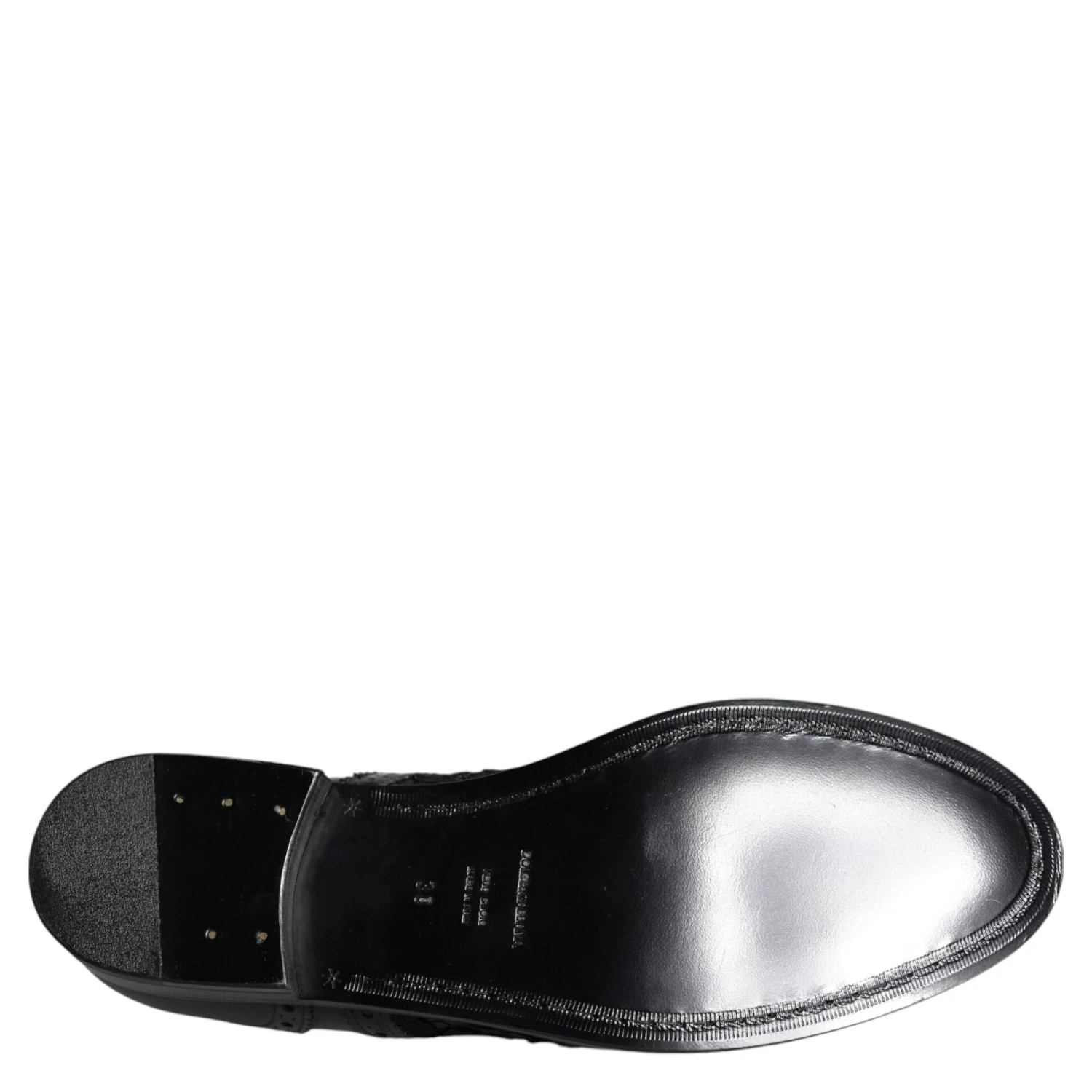 Black Leather Floral Lace Dress Formal Shoes