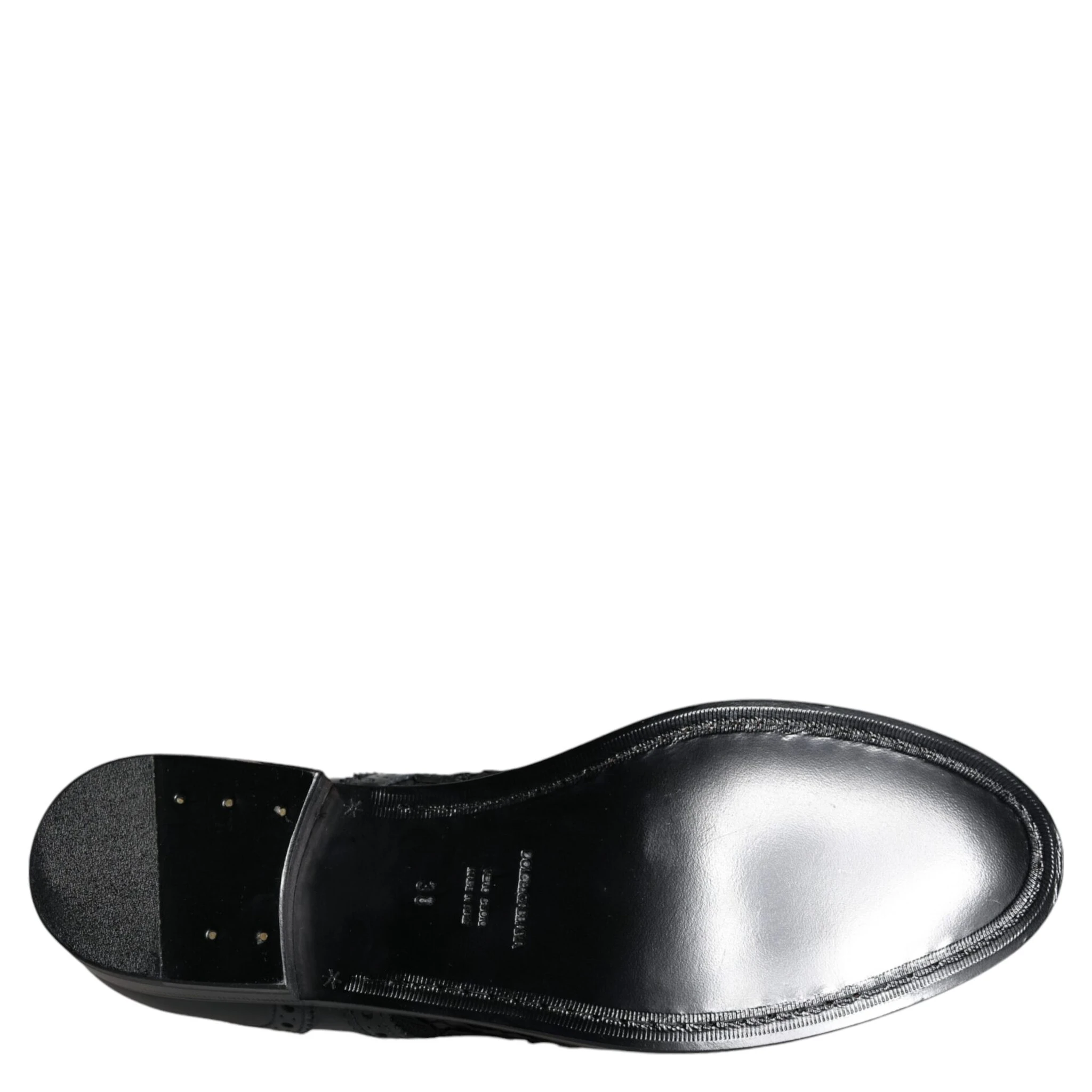 Black Leather Floral Lace Dress Formal Shoes