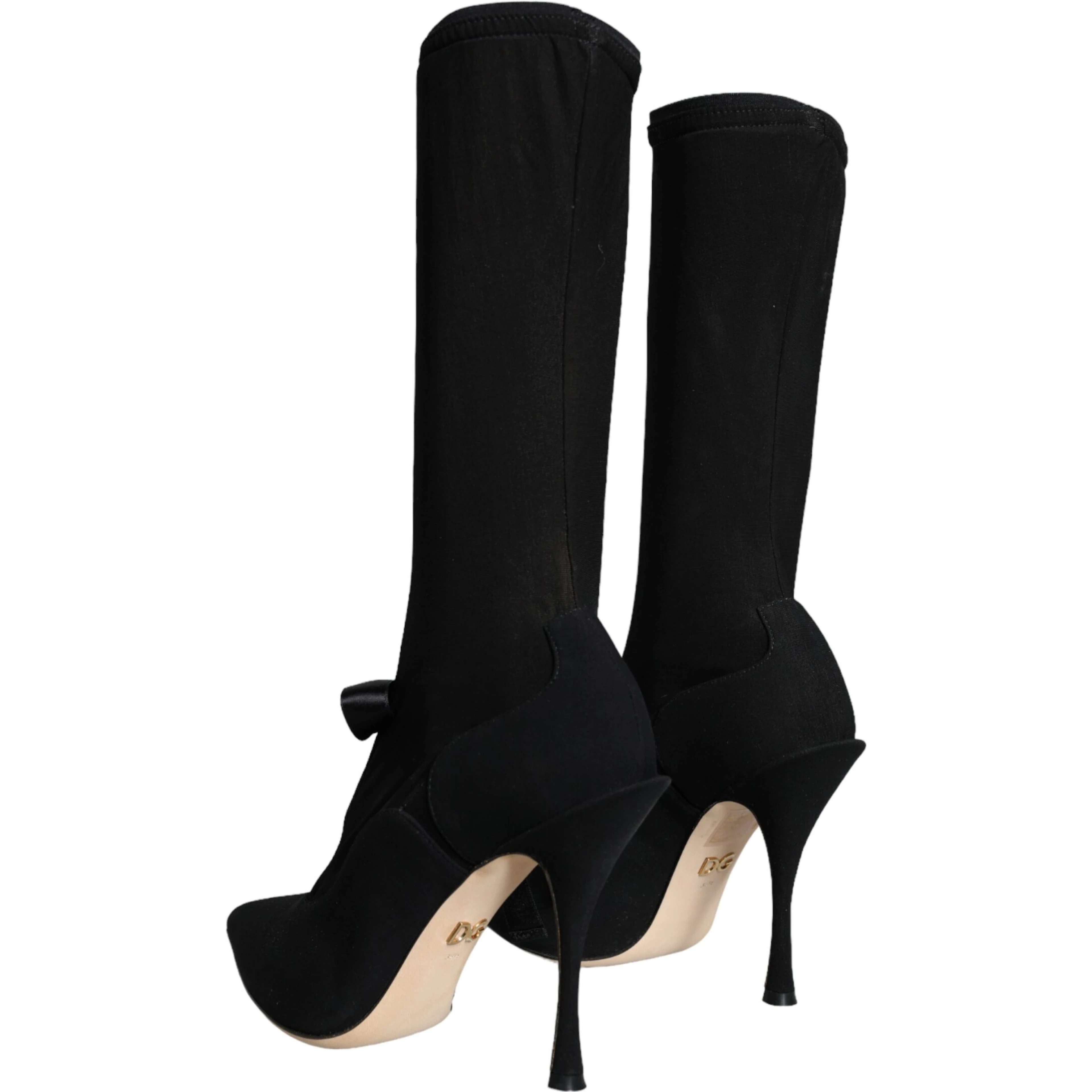Black Stiletto Heels Mid Calf Boots Shoes