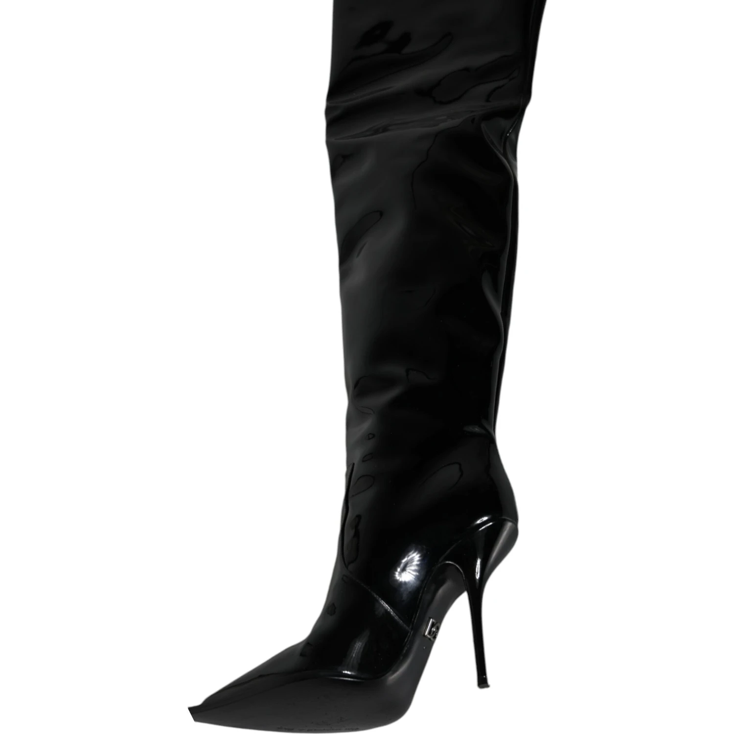Black Patent Leather Knee High Boots Shoes