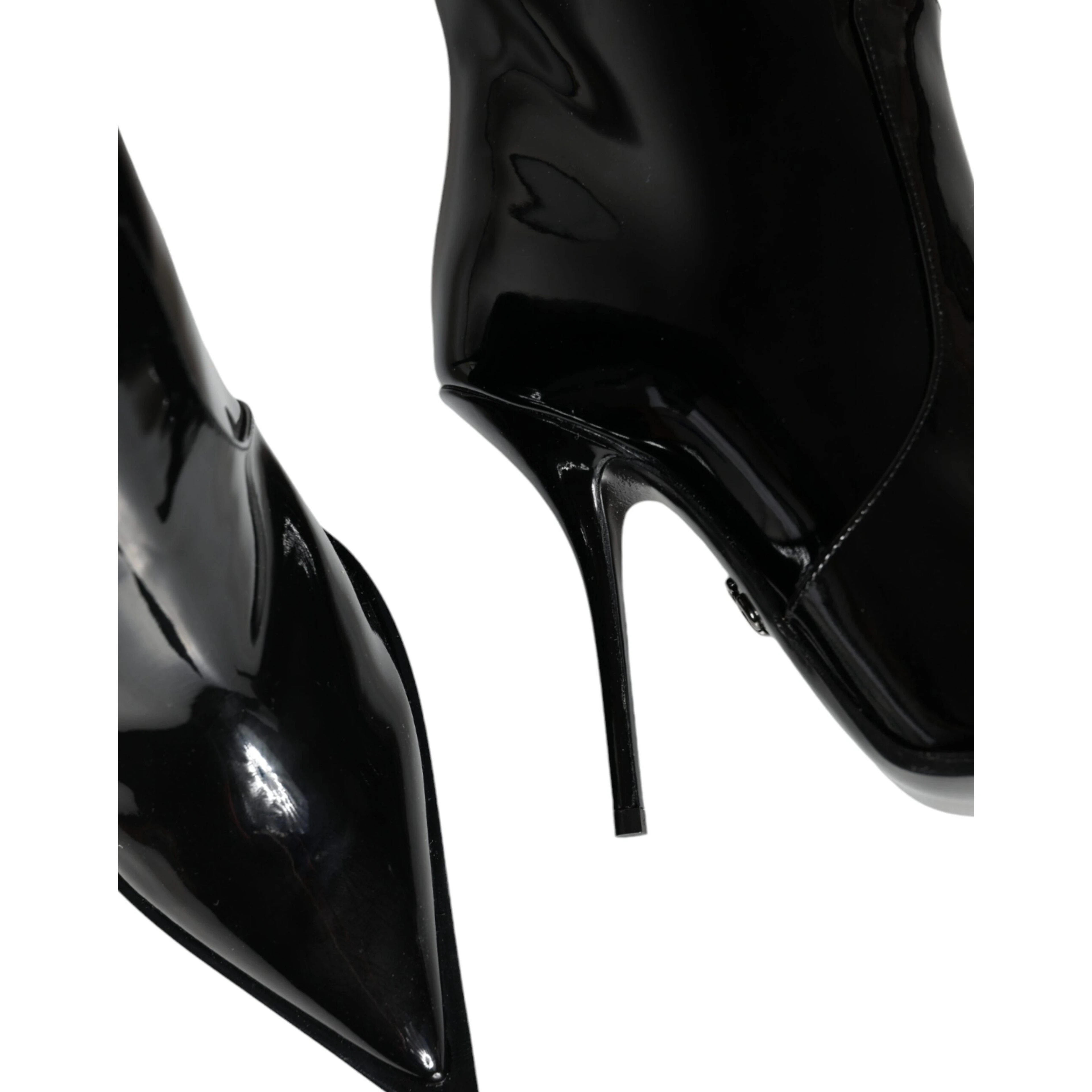 Black Patent Leather Knee High Boots Shoes