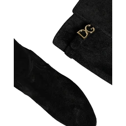Black Suede Leather Knee High Boots Shoes
