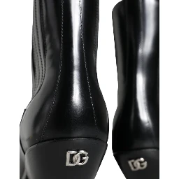 Black Leather Ankle Boots Booties Shoes