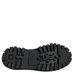Black Leather Trekking Derby Embellished Shoes