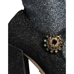 Black Crystal Mary Janes Booties Shoes