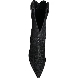 Black Gray Leopard Cowboy Boots Shoes