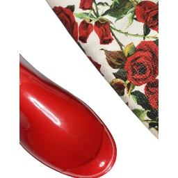 Red Floral Rubber Knee High Flat Boots Shoes