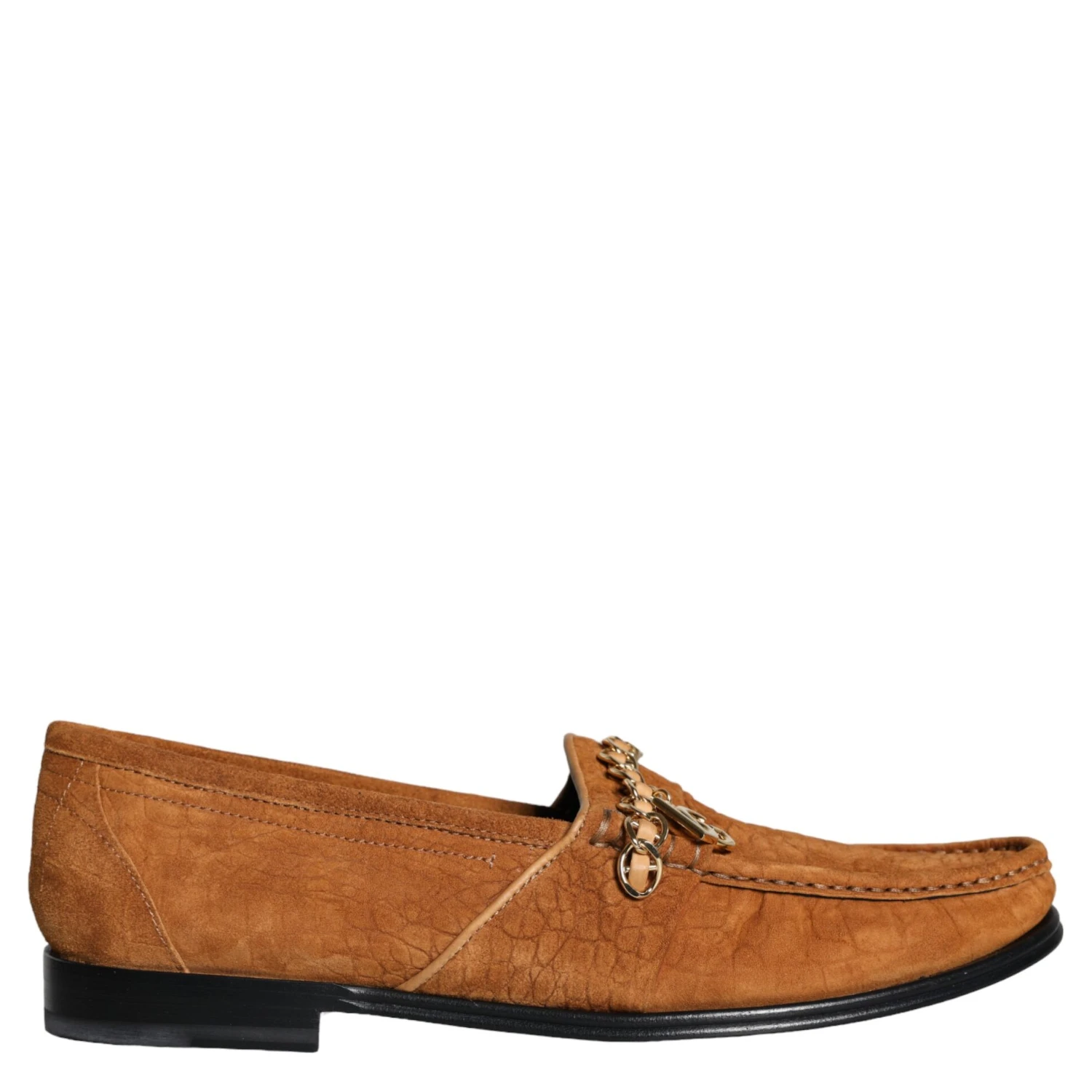 Brown Velvet Leather Logo Mocassin Slip On Shoes