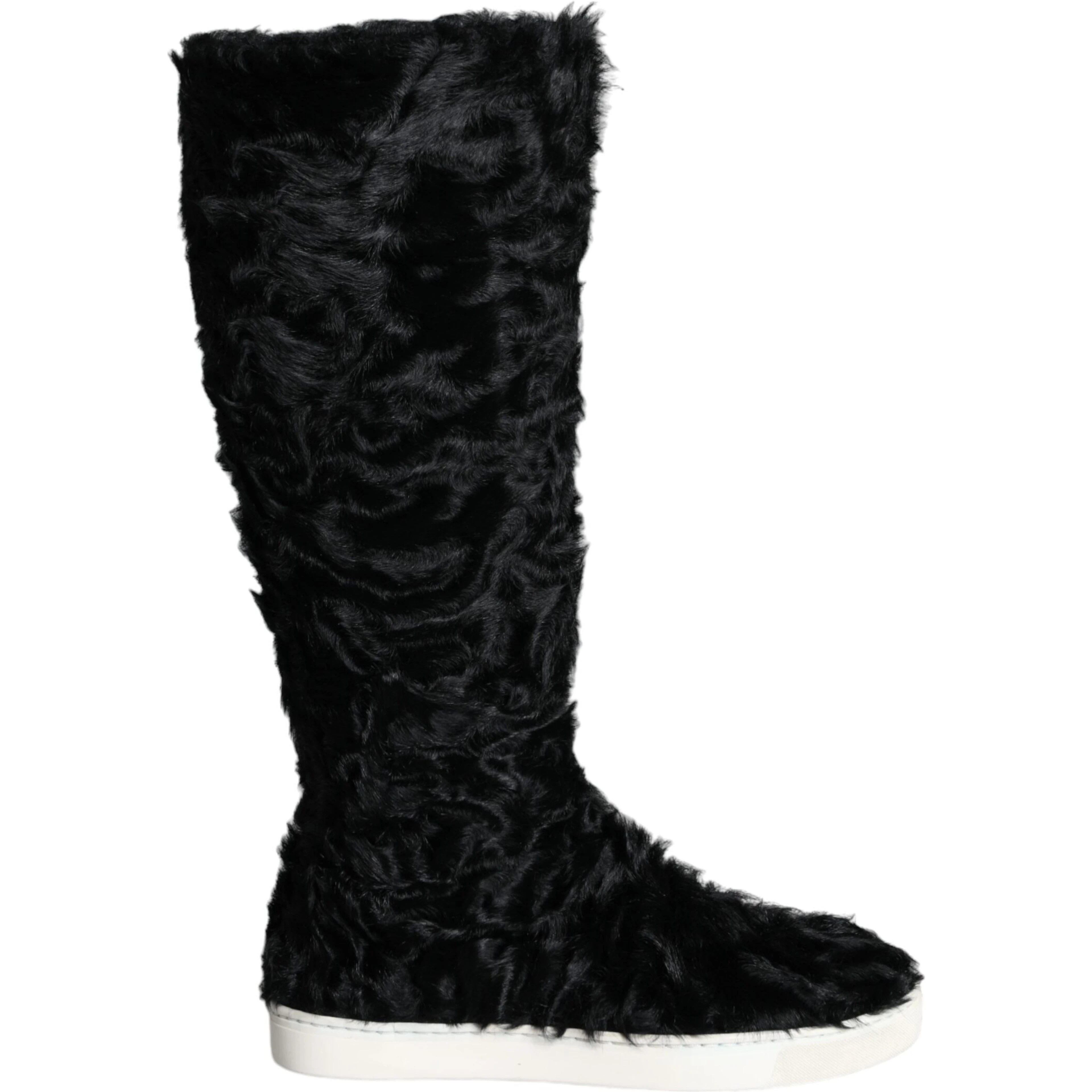 Black Xiangao Lamb Fur Leather Boots Shoes