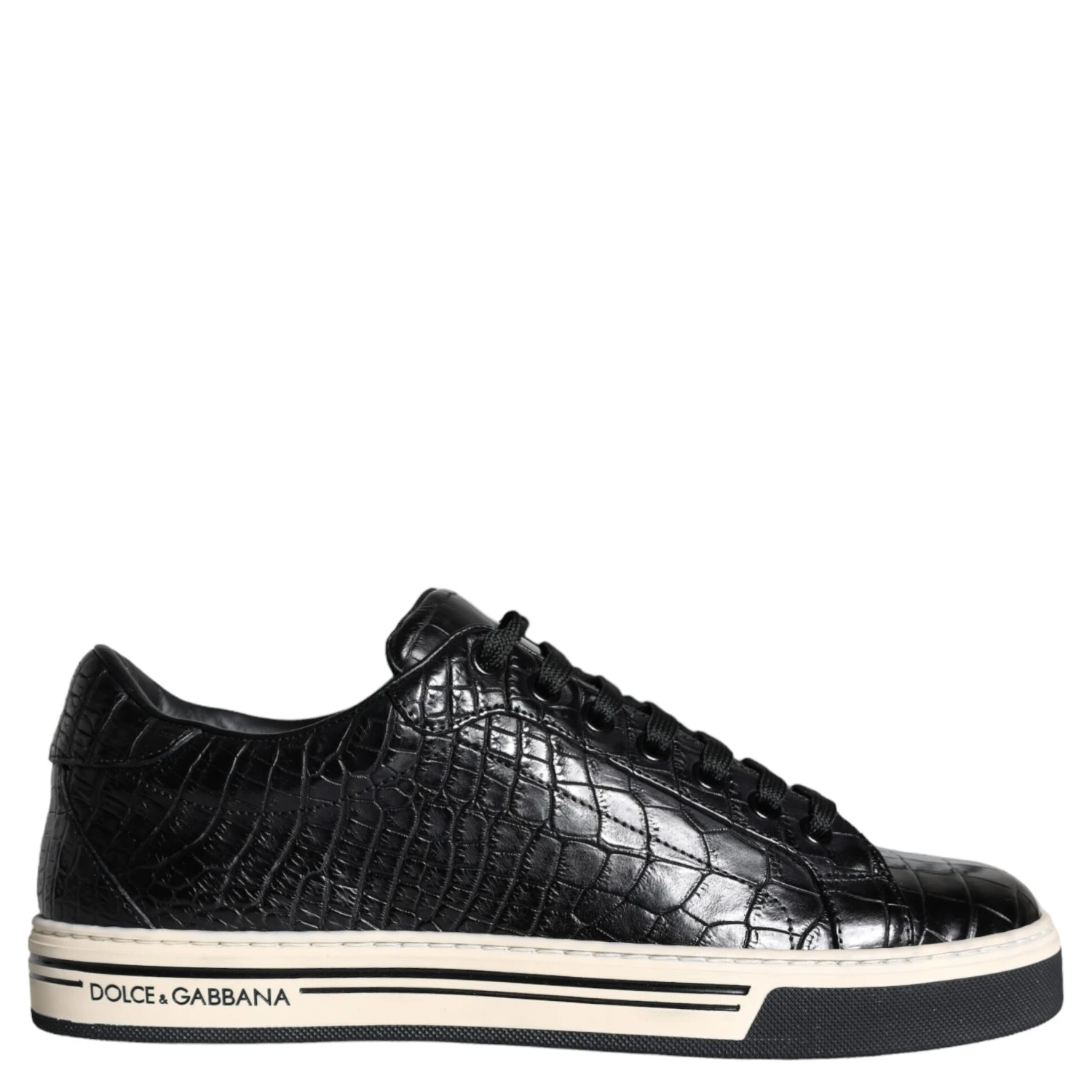 Black Leather Men Low Top Sneakers Shoes