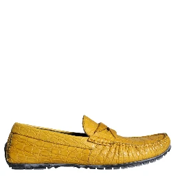 Yellow Leather Slip Mocassin Loafers Shoes