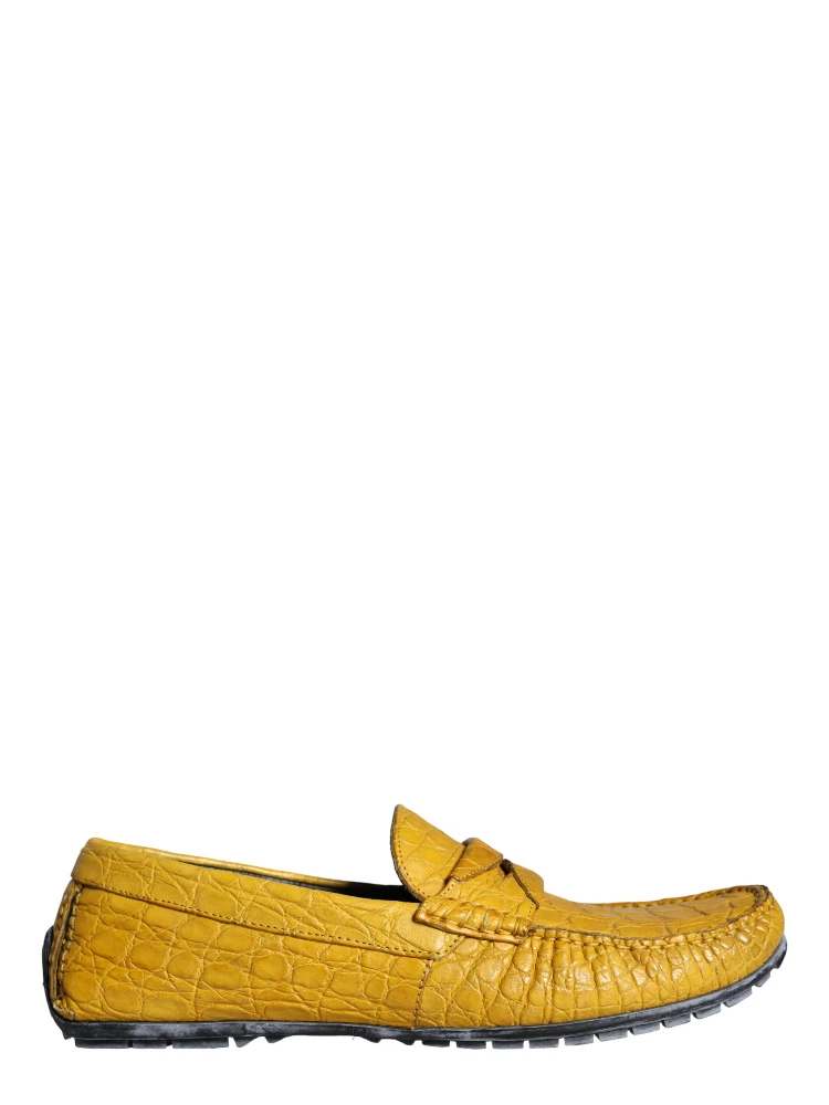 Yellow Leather Slip Mocassin Loafers Shoes